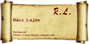 Rácz Lajos névjegykártya