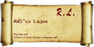 Rácz Lajos névjegykártya